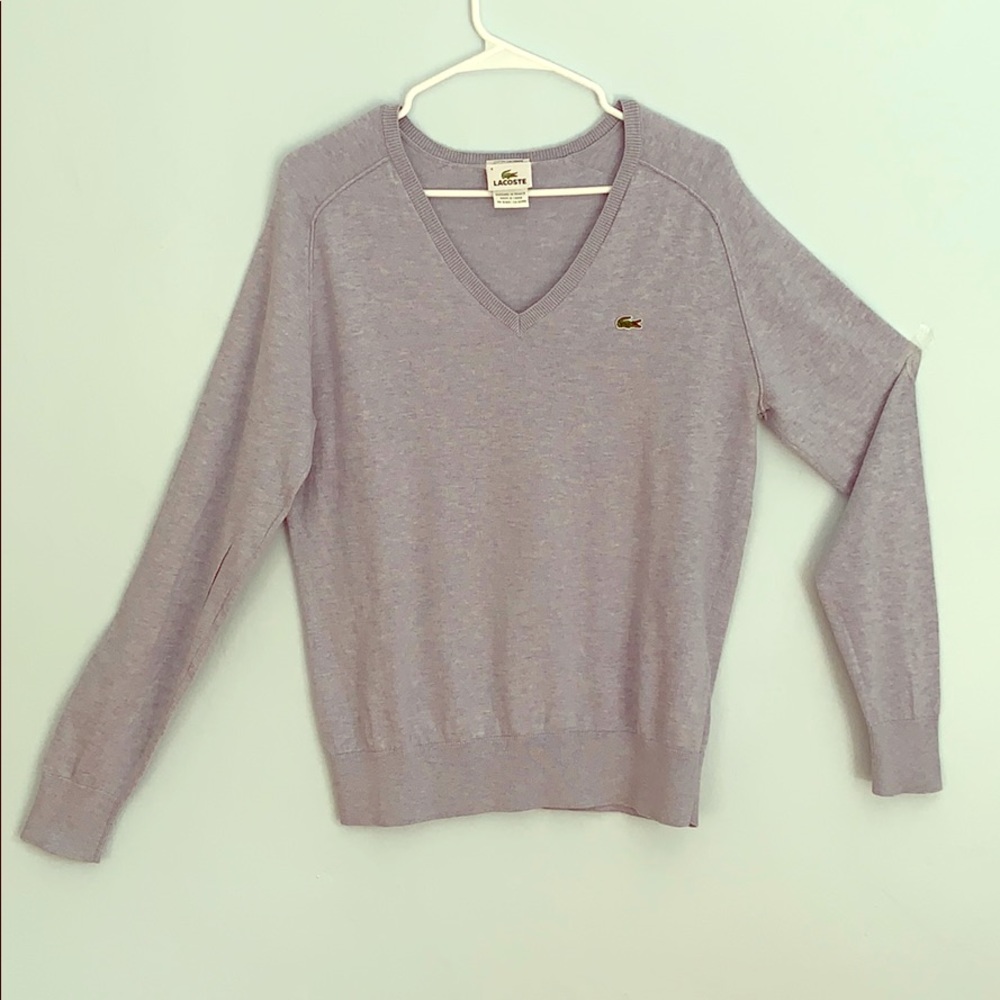 LACOSTE authentic casmere/cotton V-neck knit.